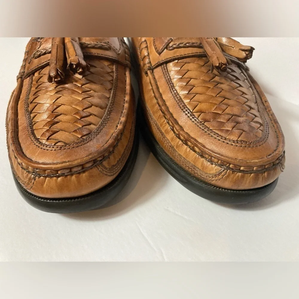 Florsheim leather tassel loafers slip on shoes brown size 9.5D